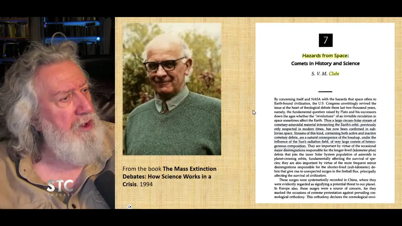 Clube's neo-catastrophist research on giant comets and Taurid stream
