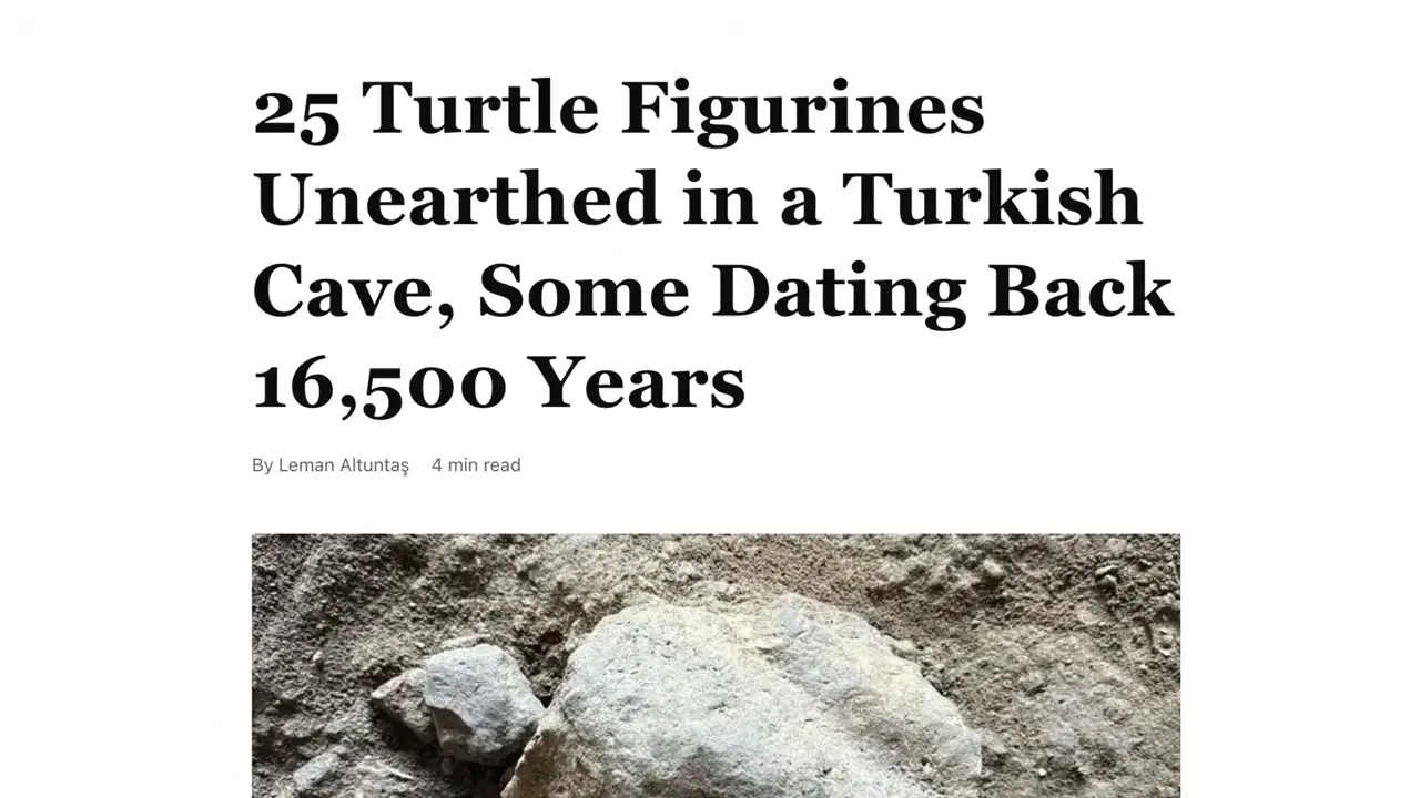25 limestone tortoise figurines dating to 16,500 years ago found at Gedikkaya Cave