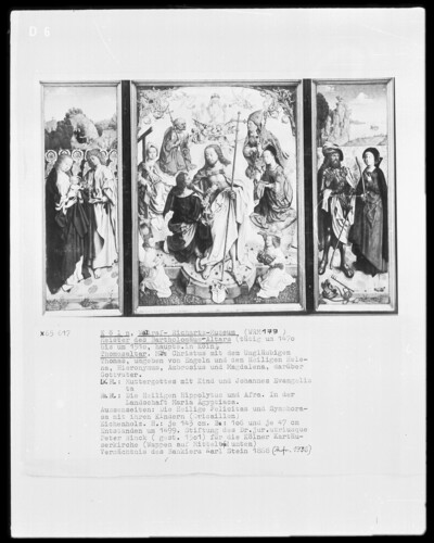 Thomas-Altar: Der ungläubige Thomas; Maria mit dem Kind und dem heiligen Johannes Evangelista; Die Heiligen Hippolytus und Afra