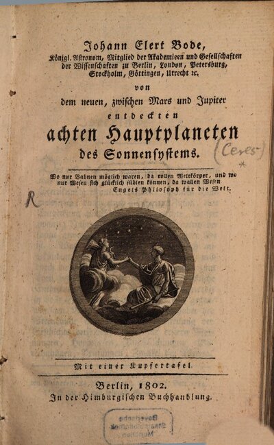Von dem neuen, zwischen Mars und Jupiter entdeckten achten Hauptplaneten des Sonnensystems
