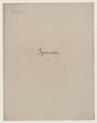 Fonds Emile Prisse d'Avennes sur l'Egypte : Iconographie. Dessins, estampes, photographies (NAF 20434-20443). "Musée de Gizeh" et "Pyramides". « Pyramides. 1 »