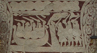 Detail from the Stora Hammars I stone, image stone on Gotland