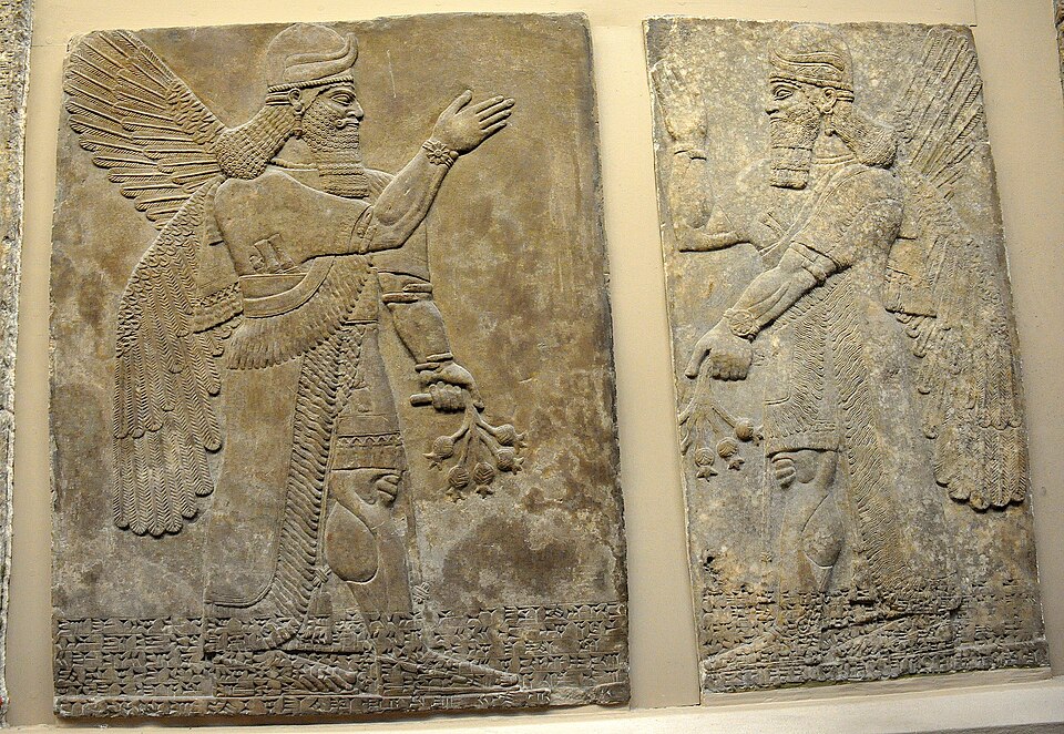 gallery:ae581326|verified:yes|A pair of protective spirits, Apkallu, from Nimrud