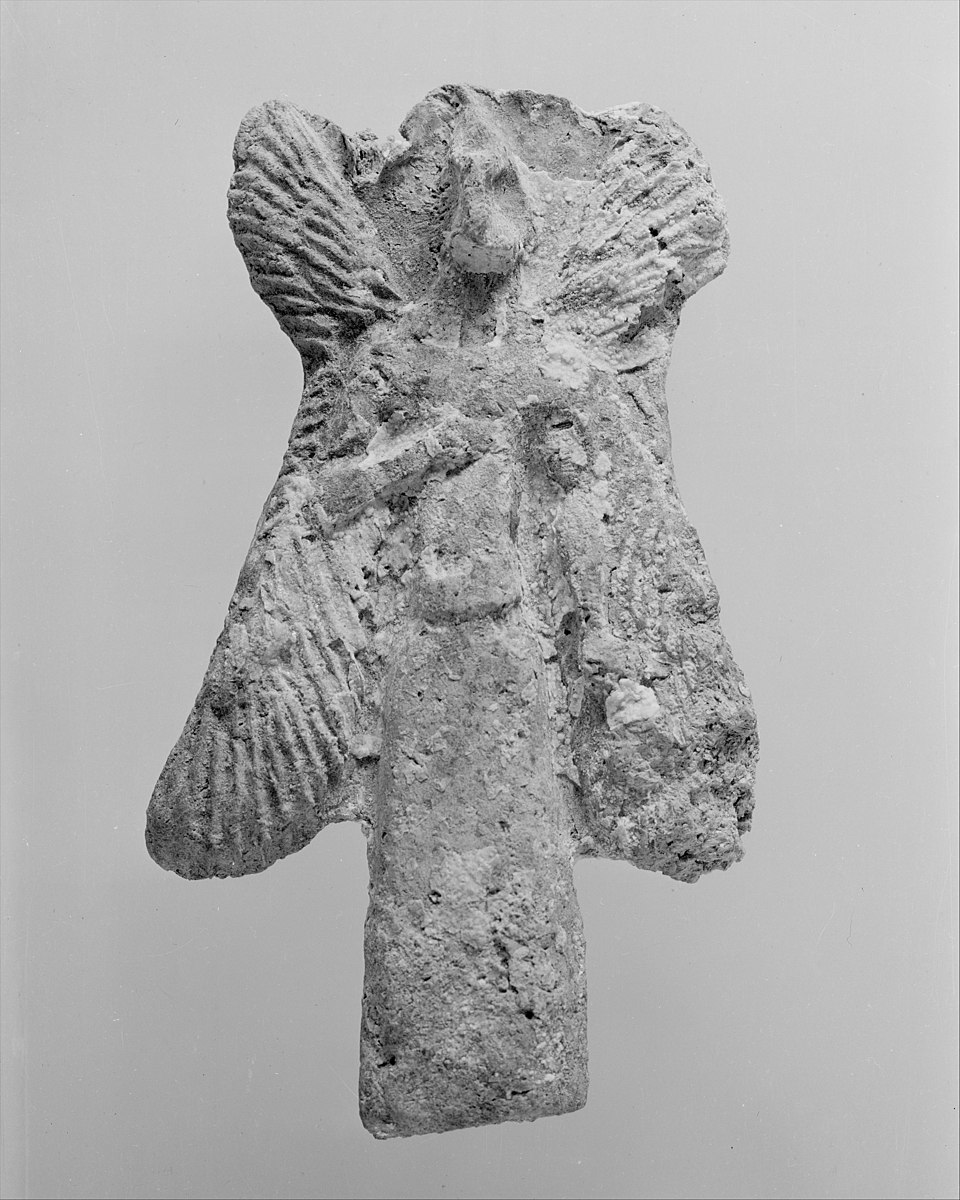 gallery:ae581326|verified:no|Apkallu figure- bird-headed, winged figure carrying a bucket MET 158484
