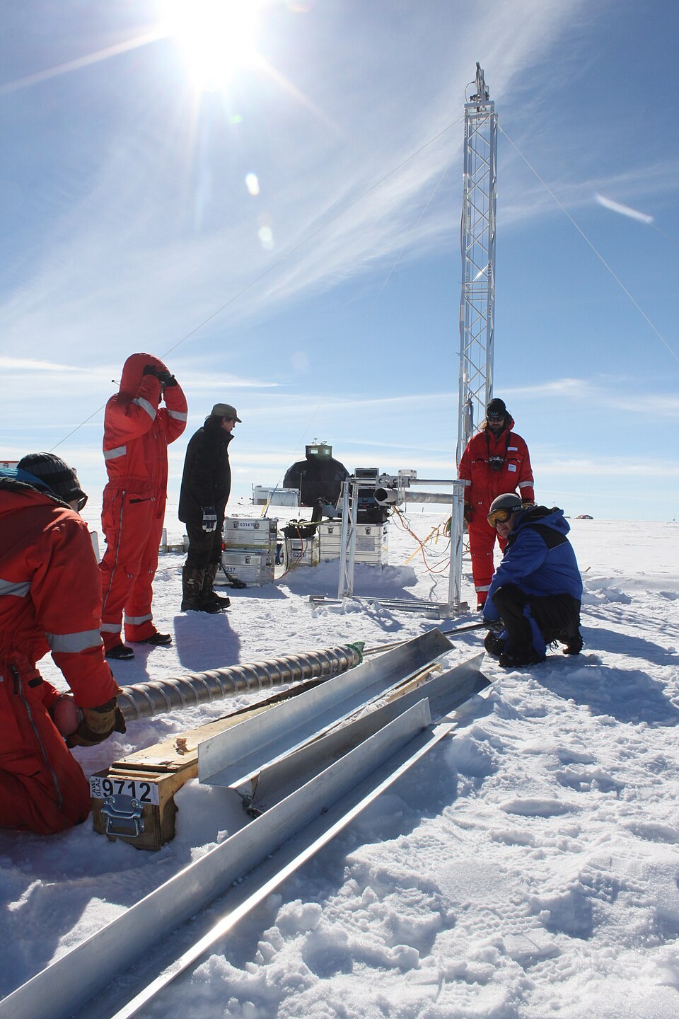 Ice core researchers from AWI drilling at the EastGRIP ice core site, Greenland 2