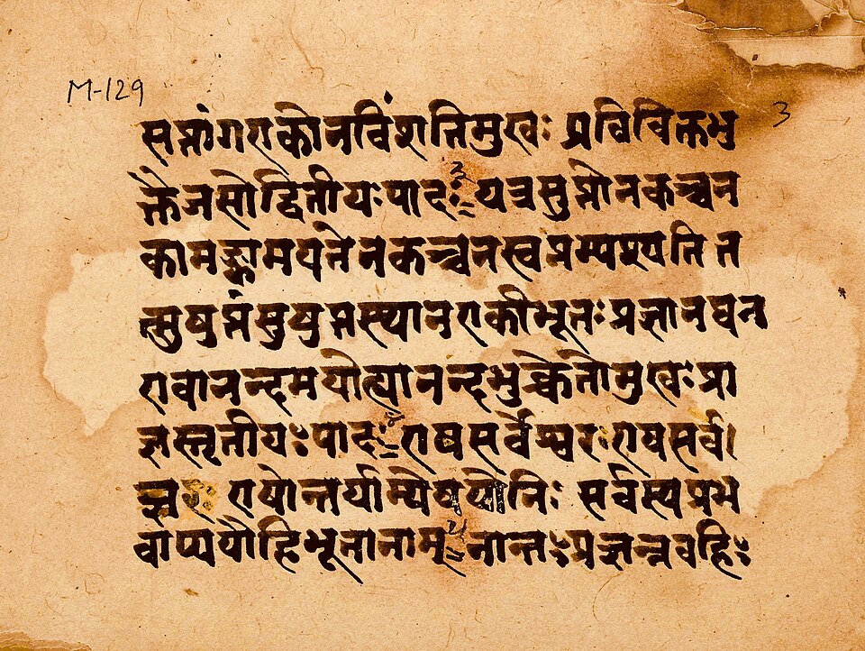 gallery:92774991|verified:yes|Gaudapada Mandukya Karika manuscript page sample i, Sanskrit, Devanagari script