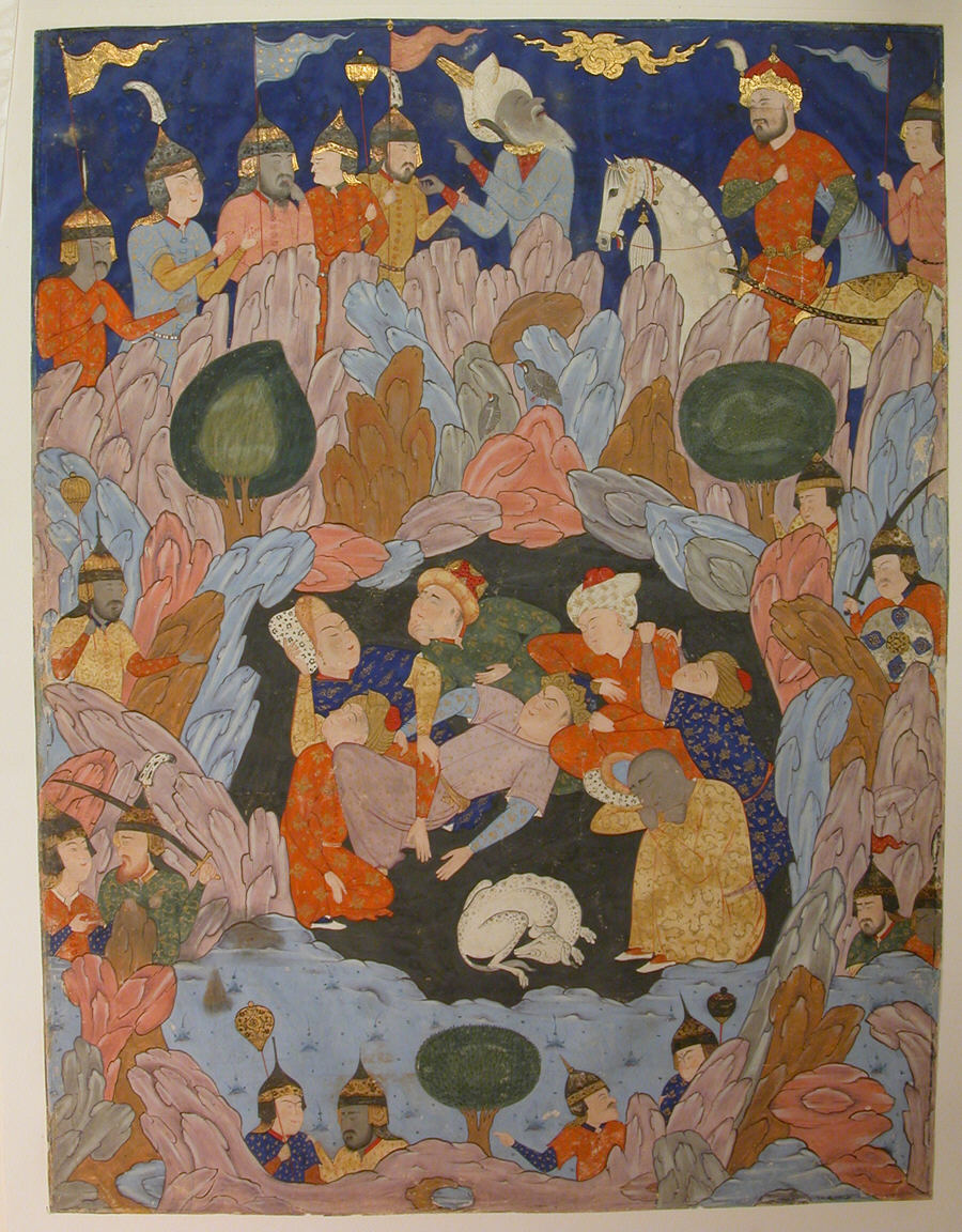 "The Seven Sleepers of Ephesus Discovered by Alexander the Great", Folio from a Falnama (Book of Omens) MET sf35-64-3