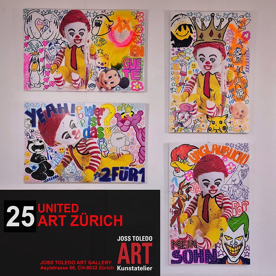 Installation view – Mc Chucky series, United Art Zürich 2025