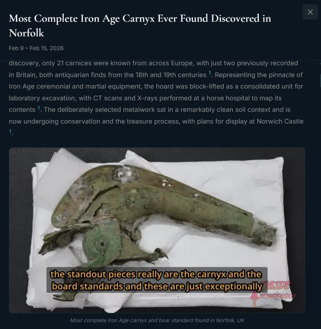 Weekly archaeology article